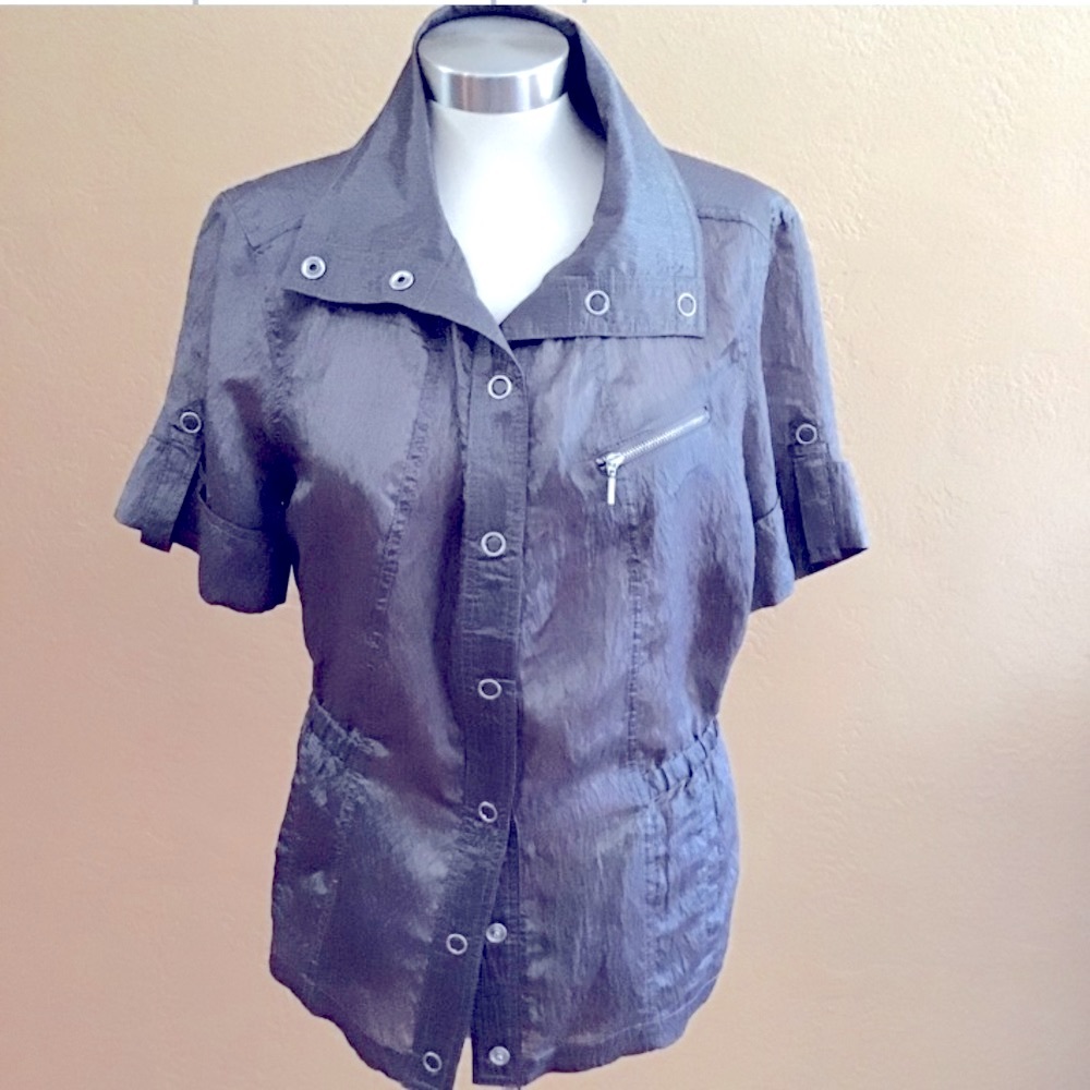 Chico’s ❤️ Gray Metallic Color ❤️ Lightweight ❤️ Jacket Blouse Top ❤️ ❤️